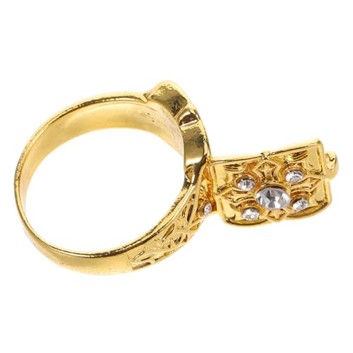 MUCKLILY Vintage Schmuckring mit Verstecktem Fach Micro pave Strass Besetzt Flip top Design Robustes Material Vielseitig für Damen Alltag Party und Date Geeignet von MUCKLILY