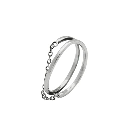 MUCKLILY Vintage Silberring Herren Damen Verstellbarer Minimalistischer Kettenring Sterling Silber Finger Schmuck Modisches Schlichtes Design für Geburtstag Valentinstag von MUCKLILY
