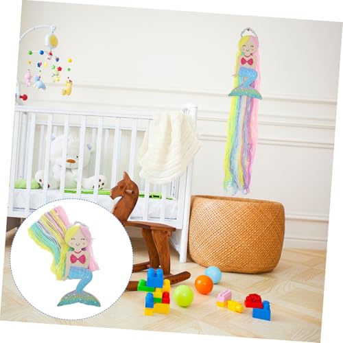 MUCKLILY Wandhängender Haarschleifen organizer mit Quaste Meerjungfrau design Haarschmuck Aufbewahrung für Mädchen Praktischer Wandanhänger zur Haarspangen Haarreif ordnung Kinderzimmer von MUCKLILY