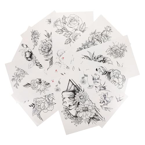 MUCKLILY Wasserfeste Temporäre Tattoos Schwarz Handgemalte Blumen Realistische Brust Oberschenkel Simulation Aufkleber für Erwachsene Party Festival von MUCKLILY