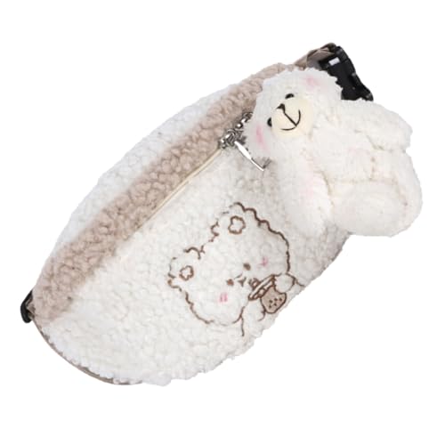 MUCKLILY Weiche Plüsch Bauchtasche Damen mit Niedlichem Bärenstickerei Cartoon Muster Verstellbare Gürteltasche für Alltag Shopping Reisen Alltag von MUCKLILY