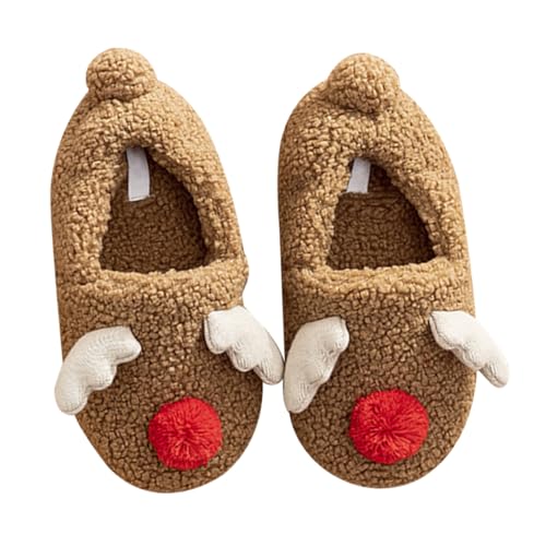 MUCKLILY Weiche Winter Hausschuhe Damen mit Warmem Futter Rutschfeste Indoor Slipper Flauschige Pantoffeln für Herbst und Winter Braun Komfortable und Geräuscharme Baumwoll-textilsohle von MUCKLILY