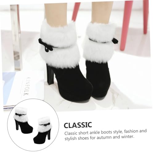 MUCKLILY Weihnachtliche Damen Winter Stiefeletten mit Plüschfutter Dicker Absatz Seitlicher Reißverschluss Rutschfeste Gummisohle Modische Kurze Ankle Boots für Kalte Tage Schwarz von MUCKLILY