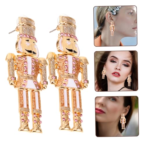 MUCKLILY Weihnachtliche Ohrhänger Damen Funkelnde Strass Ohrringe Nutcracker Ohrschmuck Festliche Schmuckaccessoires für Weihnachtsfeier und Silvester von MUCKLILY