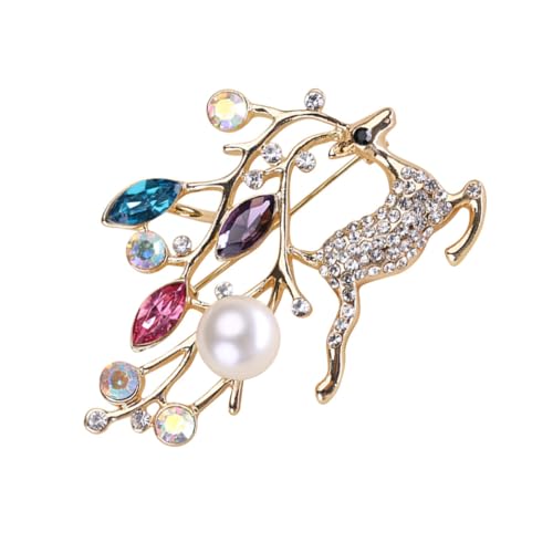 MUCKLILY Weihnachtshirschbrosche Perlen Brosche für Frauen Geeignet für Festliche Anlässe als Accessoire für Pullover Kleider Schals und von MUCKLILY