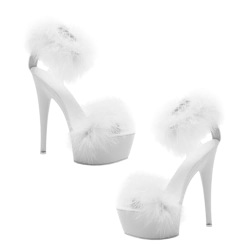 MUCKLILY Weiße Sandaletten Damen High Heels mit Feinem Pfennigabsatz Rutschfest Langlebig und Modisch für Sommer Party und Alltag von MUCKLILY