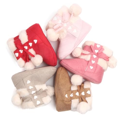 MUCKLILY Winter Bowknot Schuhe aus Baumwolle Warme Junge Mädchen Winterschuhe Weiche Krabbelschuhe für Junge Mädchen Rutschfest und Atmungsaktiv Geschenkidee für Kalte Monate von MUCKLILY