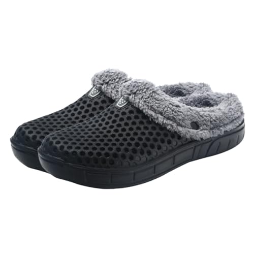 MUCKLILY Winter Hausschuhe Damen Herren Gefüttert mit Dickem Fleecefutter rutschfeste Sohle Warm und Atmungsaktiv Gemütliche Indoor Slipper für Herbst und Kalte Tage in Schwarz von MUCKLILY