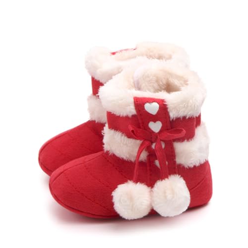 MUCKLILY Winterliche Prewalker Stiefel in Rot mit Flauschfutter und Schleifenmotiv Warme Atmungsaktive Krabbelschuhe für Jungen und Mädchen Weiche Hautfreundliche Baumwolle Langlebig und von MUCKLILY