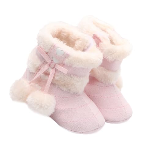 MUCKLILY Winterliche Prewalker mit Anti-rutsch-sohle Warme Baumwollschuhe für Jungen und Mädchen Weiche Atmungsaktive Lauflernschuhe in Hellrosa für Weihnachten und Kalte Tage von MUCKLILY