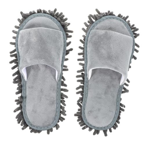 MUCKLILY Winterliche Unisex Wischmopp hausschuhe mit Zehenöffnung Rutschfest Waschbar Atmungsaktiv für Damen und Herren zum Reinigen und Warmhalten von MUCKLILY