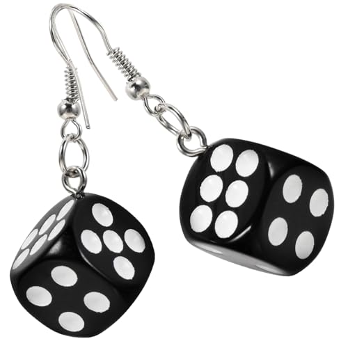 MUCKLILY Witzige Würfel Ohrringe Damen Punk Ohrhänger Leicht Tragbar Schwarzer Dice Charm Modeschmuck für Alltag und Party von MUCKLILY