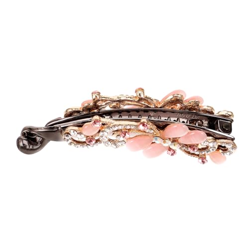 MUCKLILY Zinklegierung Strass Haarklammer Bananenclip Damen Modischer Haarknotenclip Vielseitig Einsetzbar Für Hochzeit Gäste Alltag Rosa von MUCKLILY