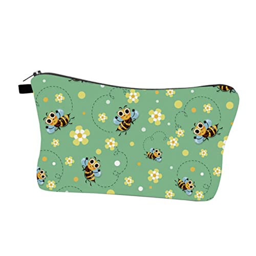 MUCKLILY wasserdichte Kosmetiktasche Damen mit Bienenmuster Vielseitige Make up Tasche mit Reißverschluss für Reisen und Alltag Leichter Robuster Kulturbeutel zur Sicheren Aufbewahrung von von MUCKLILY