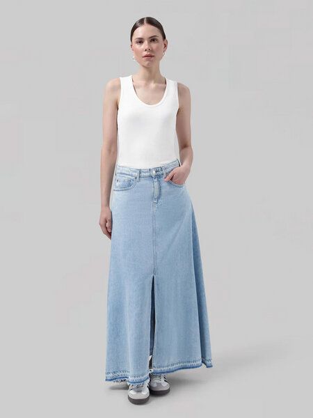 Mud Jeans Langer Jeansrock - Max Flow - aus einem Baumwolle/Leinen Mix Mud Jeans Langer Jeansrock - Max Flow - aus einem Baumwolle/Leinen Mix von MUD Jeans