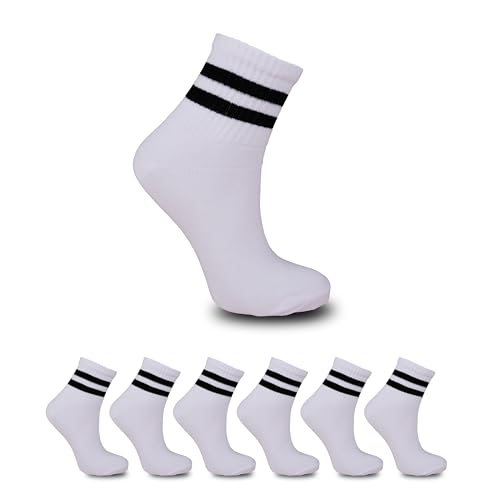 MUD 6er-Pack Tennissocken Herren Damen Baumwolle Atmungsaktive Gepolsterte Sportsocken Perfekt für Sportbekleidung und Wandersocken Schwarz Weiß Numerisch, 36-40 von MUD