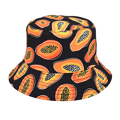 Papaya Print Fischerhut Bordüre Herren Outdoor Outdoor Hut Damen Sommer Trend Waschbecken Hut Bucket Hat Frauen Schwarz, Schwarz , Einheitsgröße von MUDUH