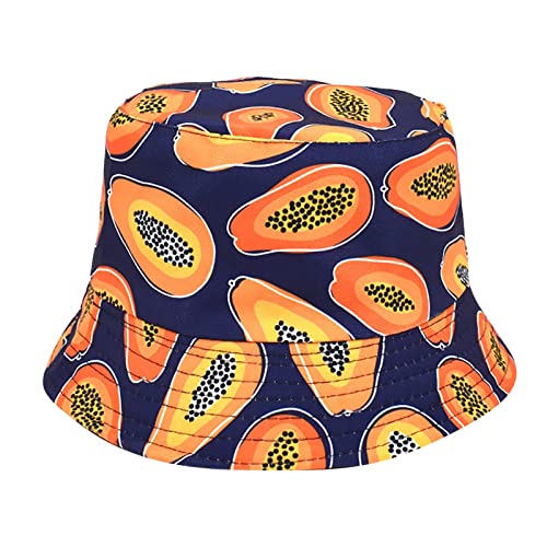 Papaya Print Fischerhut Bordüre Herren Outdoor Outdoor Hut Damen Sommer Trend Waschbecken Hut Bucket Hat Frauen Schwarz, navy, Einheitsgröße von MUDUH