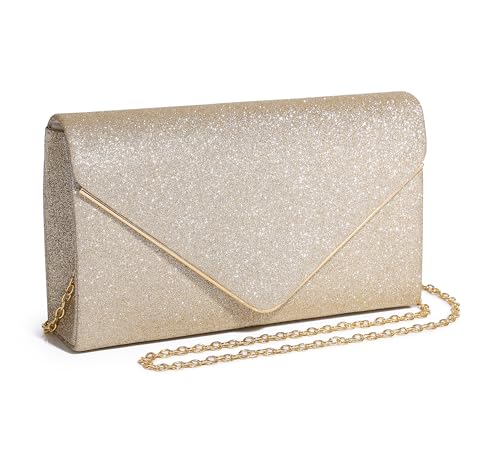 MUDUO Abendtaschen und Clutches für Damen, Clutch, Geldbörse für Damen, Hochzeit, Party, Abschlussball, Clutch, Schultertasche, Umhängetasche, Champagner von MUDUO