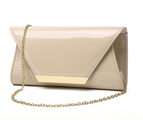 MUDUO Damen Handtasche aus Lackleder, modisch, Clutch, nude von MUDUO