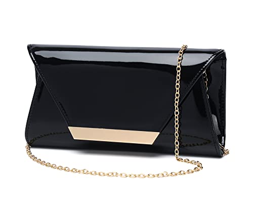 MUDUO Damen Handtasche aus Lackleder, modisch, Clutch, schwarz von MUDUO