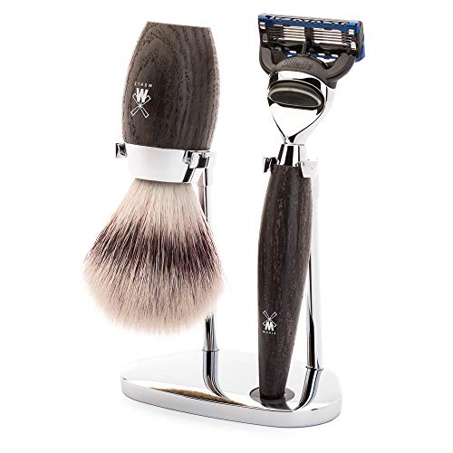 MÜHLE Rasierset - Kosmo Serie - Silvertip Fibre - kompatibel mit Gillette-Klingen - Mooreiche von MÜHLE