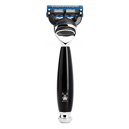 MÜHLE Vivo 5-Klingen-Rasierer kompatibel mit Gillette-Klingen - Griff aus schwarzem Edelharz und Metallakzenten von MÜHLE