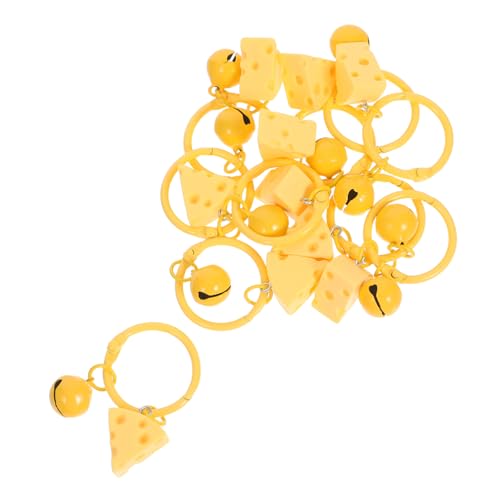 MUELODSIC 10 Stück Käse Schlüsselanhänger mit Glocke Bunte Resin Bag Charms Vielseitige Taschenanhänger für Rucksack Geldbörse Geburtstagsgeschenke für Frauen von MUELODSIC