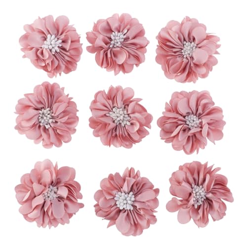 MUELODSIC 10 Stück Teiliges DIY Haarschmuck Flache Satinblumen in Champagner Vielseitiges Material für Selbstgemachte Haarspangen Broschen und Accessoires Leicht zu Befestigen für Kreative von MUELODSIC