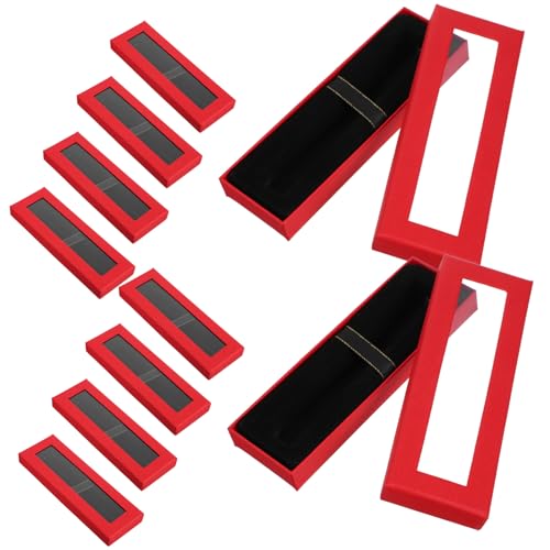 MUELODSIC 10 Stück Transparente Stiftebox mit Deckel Rote Geschenkverpackung für Stifte Kleine Aufbewahrungsbox mit Sichtfenster Vielseitig für Schmuck Uhren und Schreibwaren Praktischer von MUELODSIC