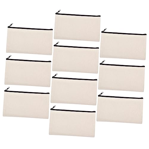 MUELODSIC 10Stücke Teiliges DIY Sublimations Kosmetiktaschen Leere Make Up Beutel Canvas für Reisen und Projekte Designs und von MUELODSIC