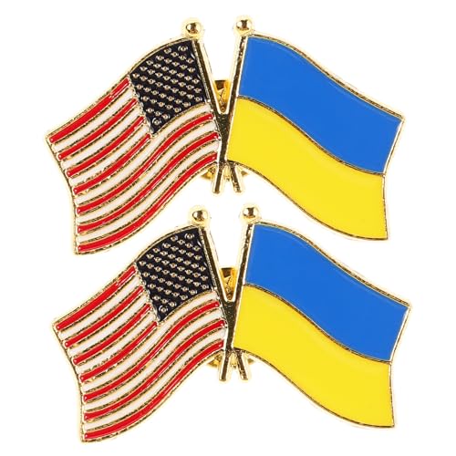 MUELODSIC 2 Stück Flaggenbrosche Anstecknadel mit Flagge Ländernadeln ukrainische Flagge benutzerdefinierte Stifte ukrainische Brosche Anstecknadel mit britischer Flagge USA-Pin Legierung von MUELODSIC