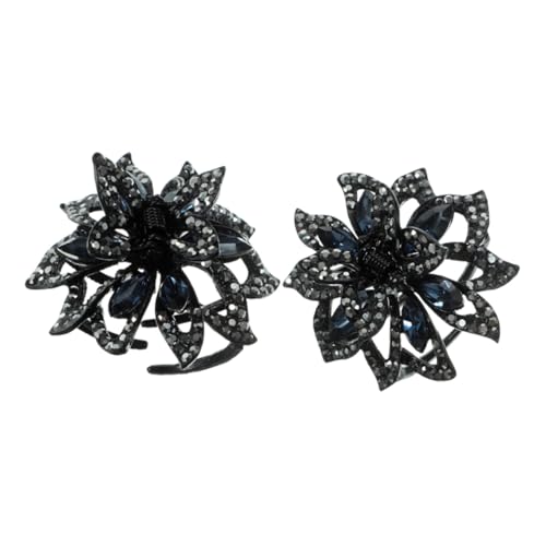 MUELODSIC 2 Stück Haarklammer mit Funkelnden Strasssteinen Blumen Design Modische Schwarze Haarklammern für Damen und Mädchen Vielseitig für Hochzeiten Partys und Alltag Geeignet von MUELODSIC