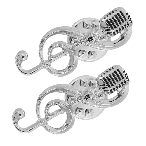 MUELODSIC 2 Stück Musiknoten Mikrofon Broschen Metall Anstecknadeln für Damen Herren Modisches Accessoire für Jacken Hemden Taschen Vielseitig Tragbar Symbolisch für Musik und Performance von MUELODSIC