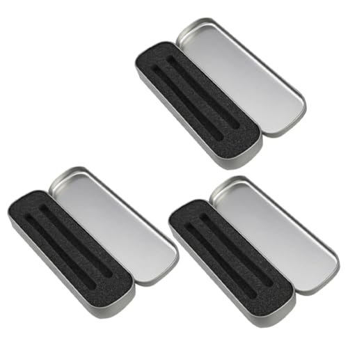 MUELODSIC 3 Stück Teiliges Metall Stifteetui Silberfarbene Federmäppchen mit Hoher Stabilität Rostfrei Langlebig für Schüler Büro Aufbewahrung von Stiften und Schreibwaren von MUELODSIC