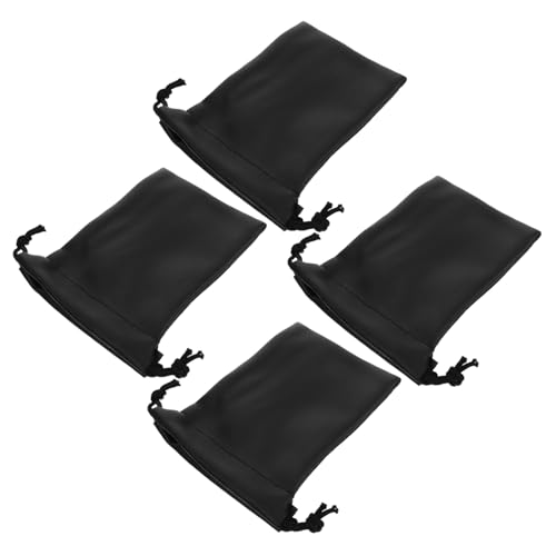 MUELODSIC 4 Stück Mikrofon PU Tasche mit Zugband Schmutzschutz Splashproof Aufbewahrungsbeutel für Mikrofone Zubehör Organizer Tragbar Robust von MUELODSIC
