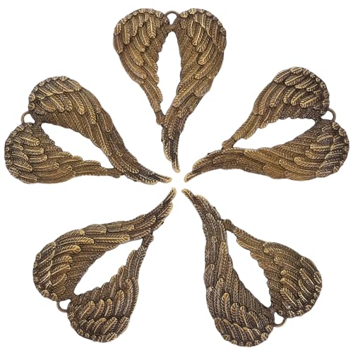 MUELODSIC 5 Stück Teiliges Vintage Flügel Anhänger aus Bronze Legierung Kreative DIY Schmuckanhänger für Armbänder Charms Zubehör für Schmuckherstellung und Bastelprojekte von MUELODSIC