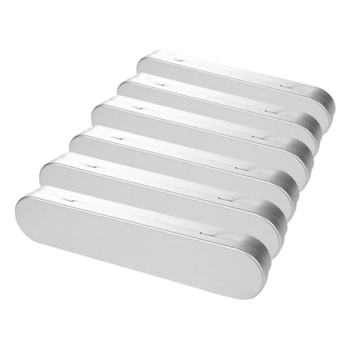 MUELODSIC 6 Stück Metall Stiftebox aus Langlebigem Weißblech mit Klappdeckel Kompakte Rechteckige Blechbox für Schüler und Lehrer Robuster Federmäppchen Organizer für Büro und Schule von MUELODSIC