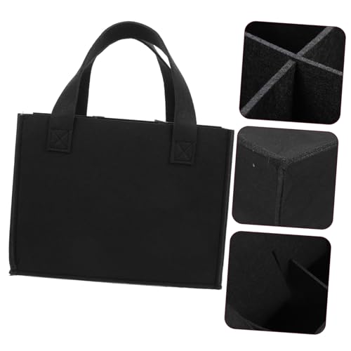 MUELODSIC Filz Weinflaschenträger Tasche Flaschen Faltbare Robuste Weinaufbewahrungstasche für Weinflaschen Dekorativer Flaschenträger für Geschenk und Transport Schwarz von MUELODSIC