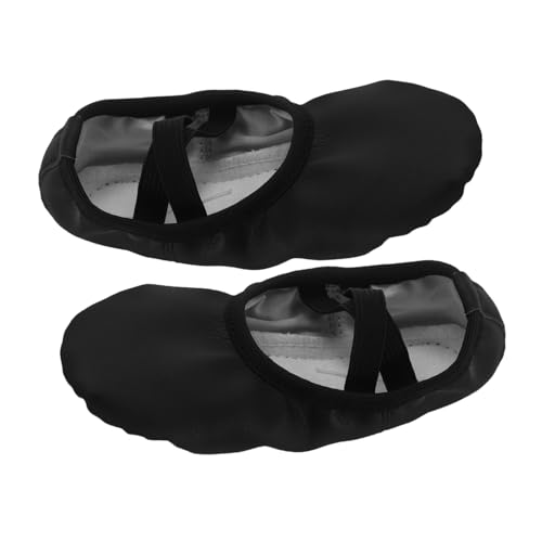 MUELODSIC Mädchen Ballettschuhe Pu-Material Softsohle Tanzschläppchen ohne Schnürsenkel Ballett Yoga Übung Schwarz Flexibel Leicht Atmungsaktiv von MUELODSIC