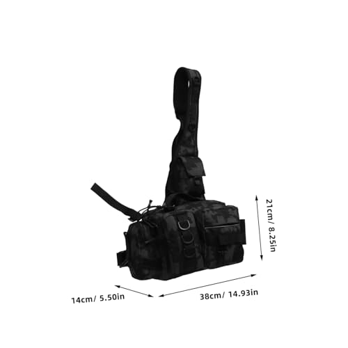 MUELODSIC Multifunktionaler Angelrucksack mit Tarnmuster Leichter Wasserdichter Angelsling für Männer Kleine Angelrucksack mit Werkzeugfach für Fliegenfischen Wandern und Jagd von MUELODSIC