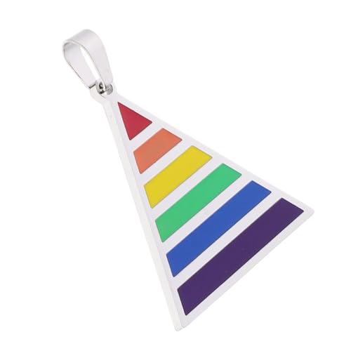 MUELODSIC Titanstahl Dreieck Anhänger Halskette für Herren Regenbogen Pride Schmuck Hautfreundlich Langlebig Modisches Accessoire für Alltag Partys und Festliche Anlässe von MUELODSIC