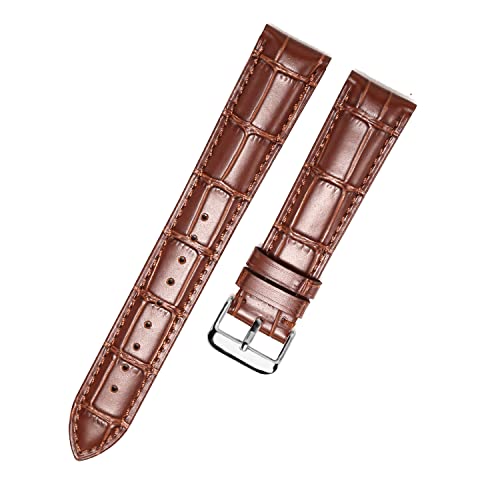 MUENShop Verlängertes Echtleder Armband XXL Schnellverschluss 18mm-22mm mit Faltschließe Schmetterlingsschnalle (Dornschließe Braun, XL-21mm) von MUENShop