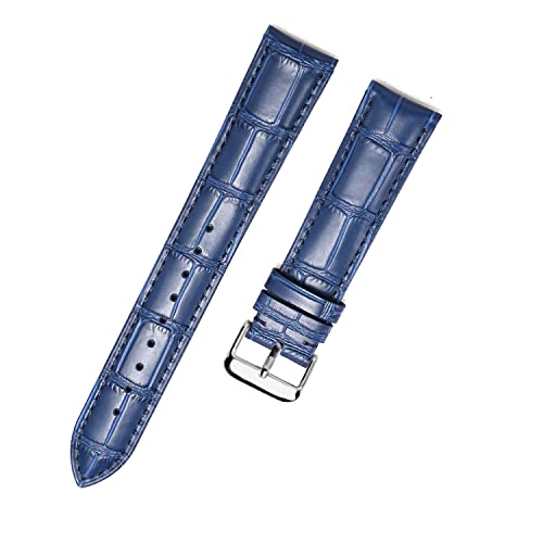 MUENShop Verlängertes Echtleder Armband XXL Schnellverschluss 18mm-22mm mit Faltschließe Schmetterlingsschnalle (Dornschließe Blau, XXL-21mm) von MUENShop