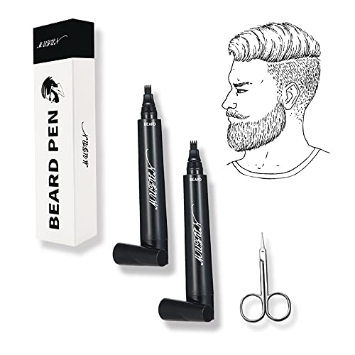 MUFUN Bartstift, Bartstiftfüller, Bart-Styling-Werkzeug für Männer, langanhaltende Abdeckung, wasserdicht, 2 Stück (Braun) von MUFUN