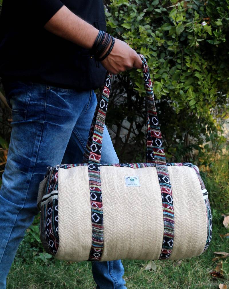 Boho Hanf Duffel Bag Handgemachte Weekender Reisetasche von MUGAMBOFASHION