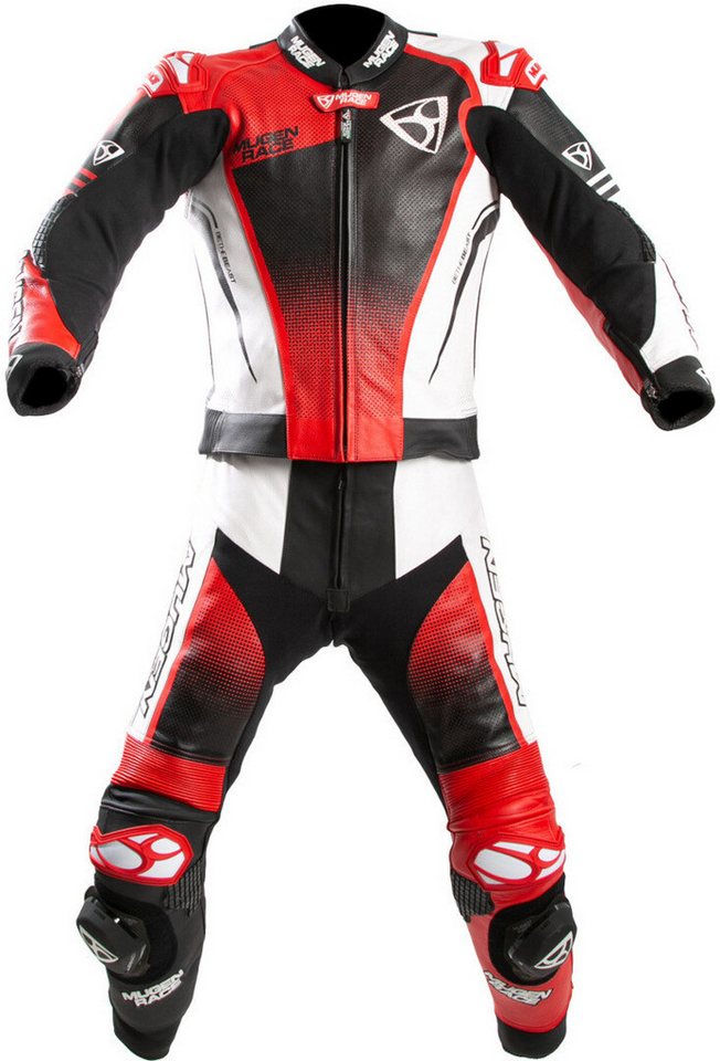 MUGENRACE Motorradkombi Sidegun perforierte 2-Teiler Motorrad Lederkombi Perforiert,Knieprotektoren enthalten,Ellenbogenprotektoren enthal von MUGENRACE