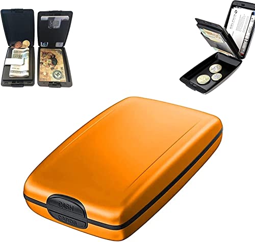 Anti-Theft Aluminum Wallet Clip,RFID Blocking Slim Metal Credit Card Holder Hard Case,Multi-function Waterproof Bifold Wallets,Secure and Crush Resistant,for Travel Work. (Gold) von MUGUOY