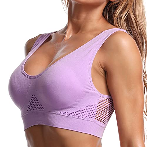 MUGUOY Nahtloser luftdurchlässiger, kühlender Komfort-BH für Frauen - Liftup Air Bra, Pullover ComfortFlex Fit Wirefree Bra (4XL, helllila) von MUGUOY