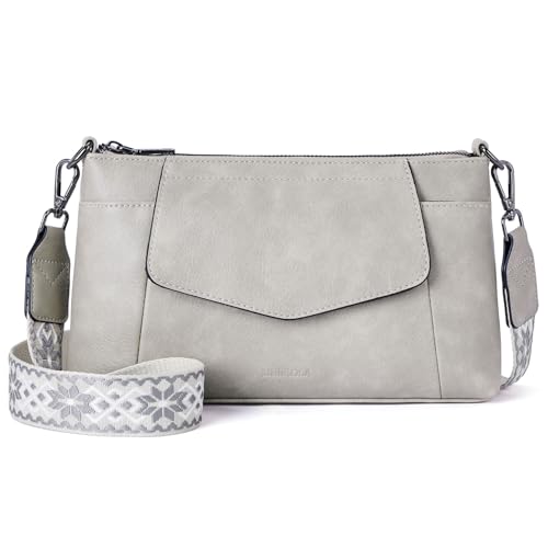 MUIIKOLA Damen Umhängetaschen,Handytasche mit Geldbörse zum Umhängen，Schultertasche aus Veganes Leder Handytasche mit abnehmbaren Breiter Gurt von MUIIKOLA